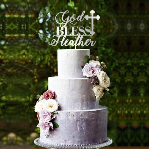 XY-God Bless Cake Topper, Baptism Cake Topper, Cross Christening Cake Topper, Communion Cake Topper, Baptism decor, Baptism