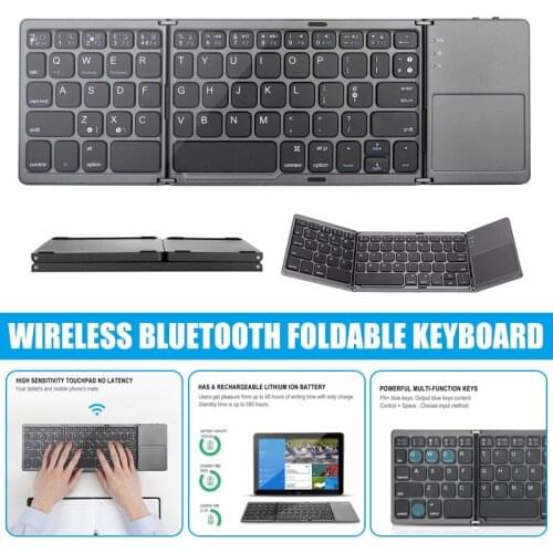 Trifold Wireless Communication Keyboard Portable Lightweight Keypad with Touchpad GDeals