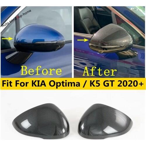 Carbon Fiber Look Exterior For KIA Optima / K5 GT 2020 2021 Rearview Mirror Caps Protective Decor Cover Trim ABS Accessories