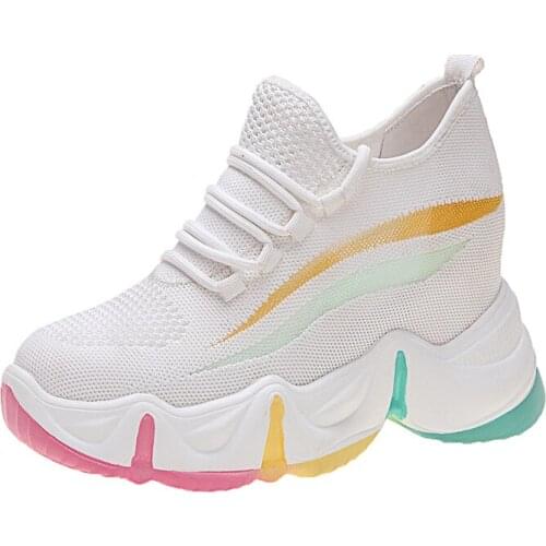 Inner height increase of 9 cm womens sports shoes, summer trend, thick-soled mesh, breathable single shoes, lightweight
