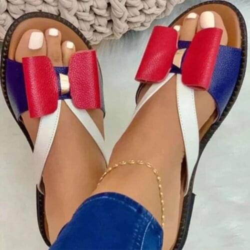 Women Sandals 2021 Sweet Summer Shoes Women Flats Sandals Slip On Chaussure Femme Soft Bottom Women Slippers Bow Beach Sandalias