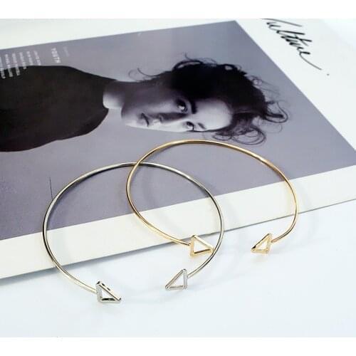 Women Bangle Jewelry Simple Triangle Metal Cuff Bracelets For Female Best Gifts Gold Silver Color Geometric Bangles Dropshipping