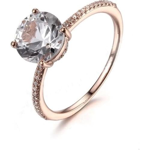 Solid 10K White Gold 2.7ct Genuine White Topaz Ring Engagement Diamonds Rings For Women Wedding Romantic Exquisite Gift Jewelry