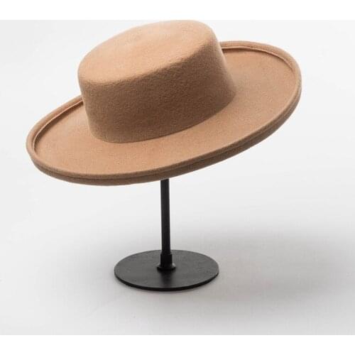 01811-HH8112 winter warm % wool flat Contracted style Curled brim leisure fedoras cap men women warm hat