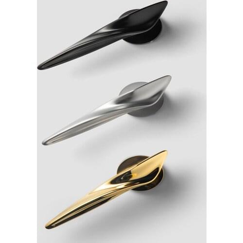 Gold Irregular Streamline Door Lock Handle No fingerprint Modern Polisged Golde Home Security Interior Lock Set Door Hardware