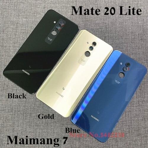 100% Original battery cover For Huawei Mate 20 Lite Maimang 7 Back Housing door Cover Rear case With camera lens Replacement