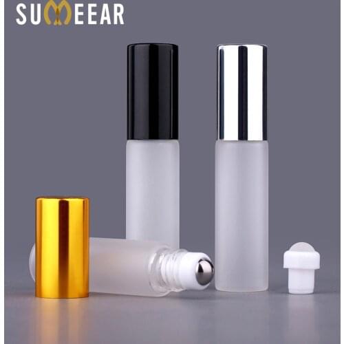 50 Pcs/Lot 5ml Glass Frosted Roll On Essential Oil Mini Refillable Perfume Bottle Vial Travel Empty Perfume Sample Bottle