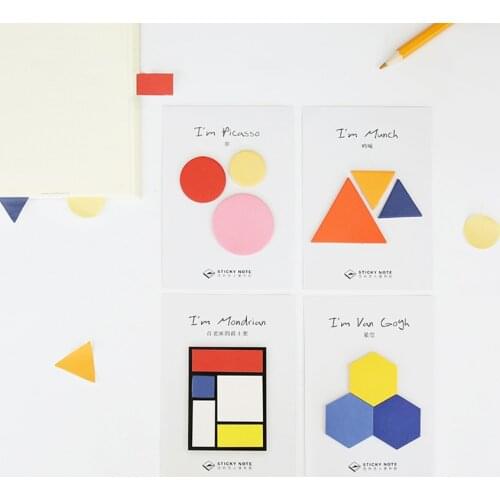 60sheet Creative Colorful Geometry Sticky Notes Geometric Adhesive Memo Pad School Supply Planner Sticker Paper Bookmark
