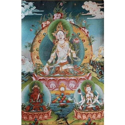Archaize embroidery White Tara Buddha Hanging pictures crafts