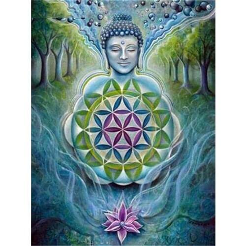 Buddha Religion Printed Fabric 11CT Cross-Stitch Patterns Embroidery DMC Threads Handicraft Craft Hobby Needlework Different