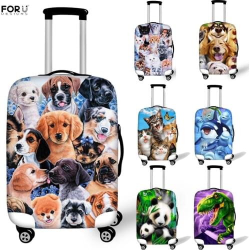 FORUDESIGNS Cute Dog Panda Dinosaur Animal Printing Luggage Protective Cover For Elastic 18-32 Inch Suitcase Travel Accessories