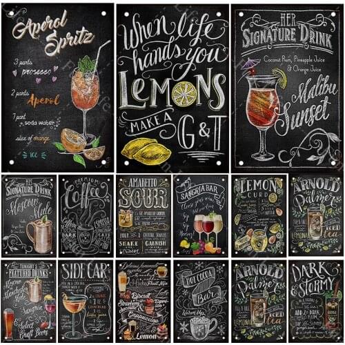 Black Metal Sign Drink Tin Sign Licenses Plate Coffee Decor Plaque Metal Vintage Pub Art Home Bar Club Decoration 20x30cm