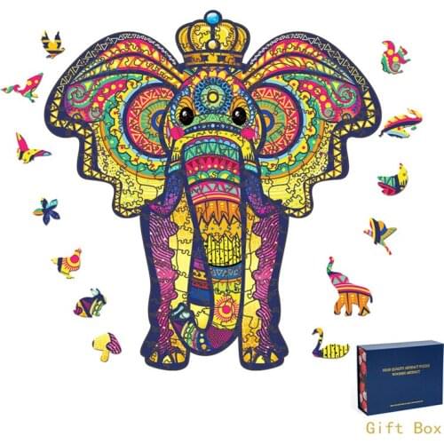 Decor Elephant Owl Yellow Dragon Unique Animal 3D Wooden Puzzle Adult Jigsaw Gift Wrapping Box Birthday Party Festival Carnival