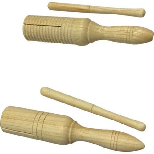 Wooden Musical Instrument for Children Kid Toys Sound Tube Small Single-threaded Ring Percussion Cylinder Croak Frog Barrel