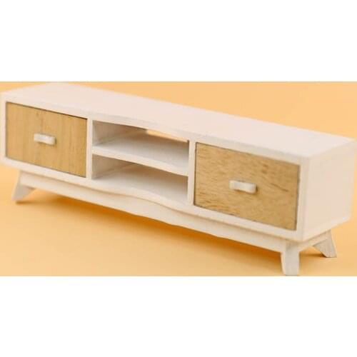 G05-X5181 children gift Toy 1:12 Dollhouse mini ob11 Miniature rement wooden brown color TV cabinet 1pcs