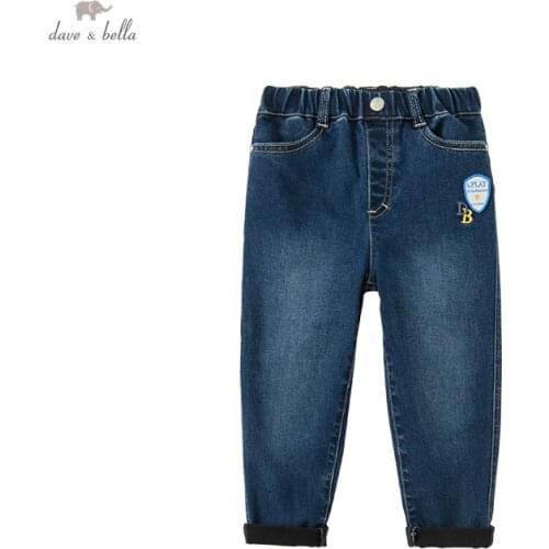 DKY18594 dave bella autumn 5Y-13Y kids boys fashion print pockets pants children boutique casual full-length pants