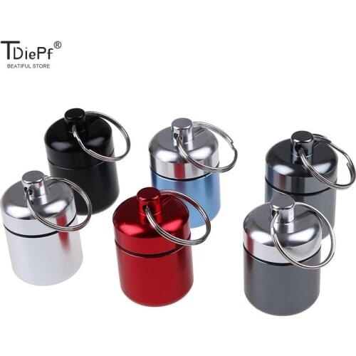 Mini Travel Metal Waterproof Alloy Pill Box Case Bottle Cache Drug Holder Container Keychain Medicine Box Health Care