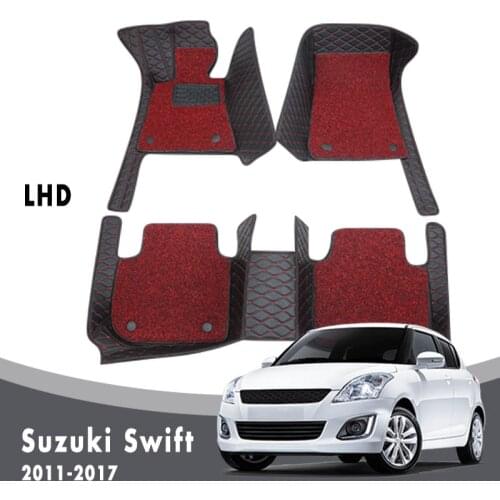 Double Layer Wire Loop For Suzuki Swift 2017 2016 2015 2014 2013 2012 2011 Car Floor Mats Carpets Interior Waterproof Leather