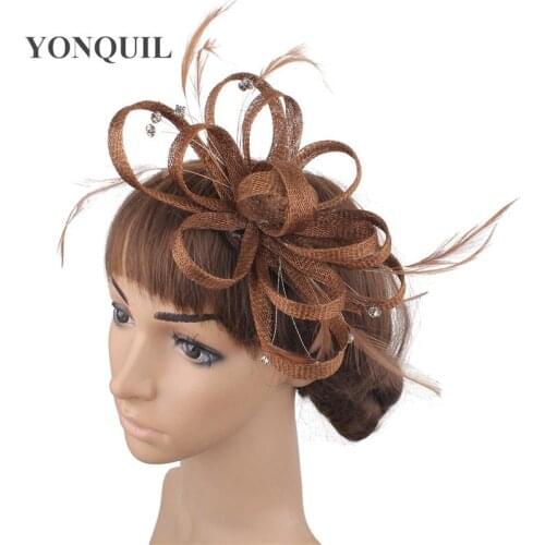 Elegant Women Birthday Hair Accessories Wedding Headbands Fascinator Head Decoration Hats On Hair Clips Feathers Headwear SYF166