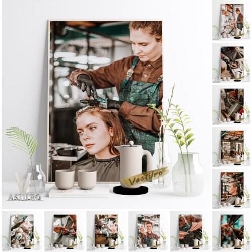 Dye Hair Art Poster Haircut Tools Print Canvas Painting Barber Shop Wall Pictures Hairdresser Wall Stickers Hair Salon Decor