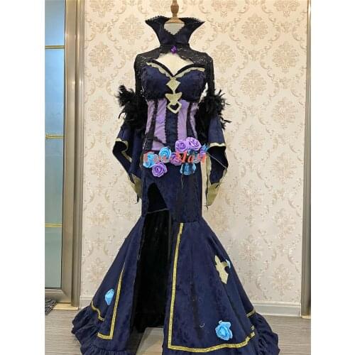 Game Granblue Fantasy Rossetta Cosplay Costume Fashion Gentle Navy Blue Formal Dress Unisex Party Role Play Clothing Custom-Make