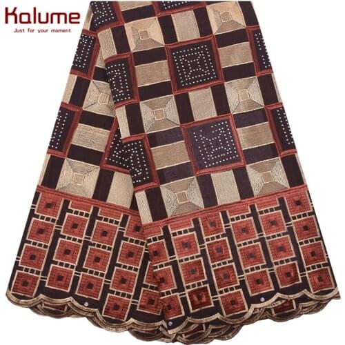 Kalume New Style Swiss Cotton African Lace Fabric Embroidery Nigerian Swiss Voile Lace Fabric With Stones For Party Dress F2049