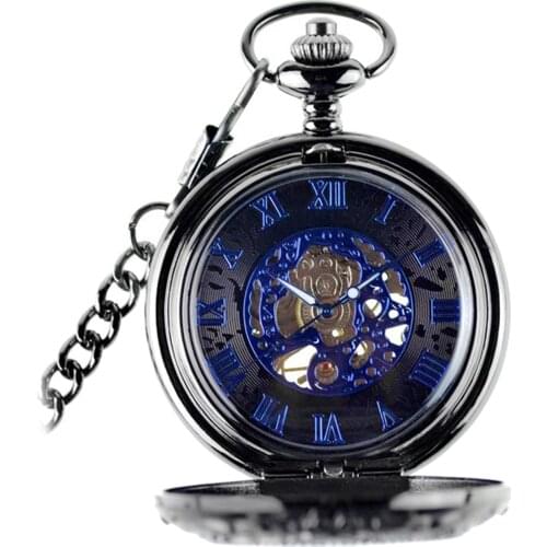 Steampunk Hands Scale Mechanical Skeleton Pocket Watch Holiday Birthday Gift for Men