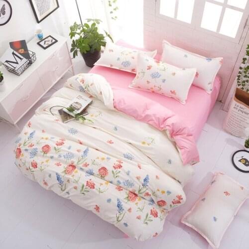 Flower Bedding Set Bed Linens Fashion Bedclothes Bed Sheet and pillowcase Queen King Size Duvet Cover Set