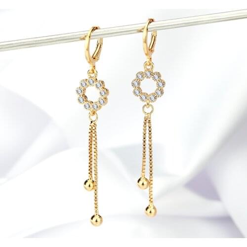 Korea Glass Earrings With Crystals Gold Dangle Earrings Summer Fine Earrings Pendants Supplies Bridal Earrings Neon Boho Jewelry