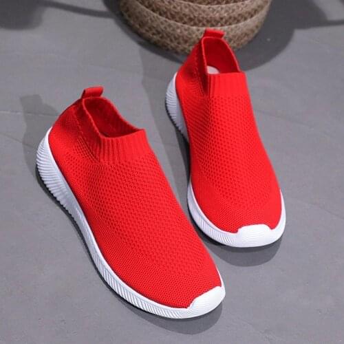 Soft Elastic female Sock Shoes Plus Size35-43 Flat Sneakers Women Vulcanizeds Shoe Slip on Casual Sports Running Shoes Rubber