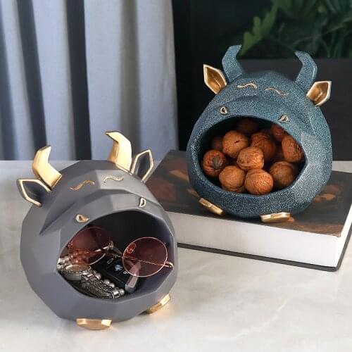 Cool Cow Figurine big mouth cow storage box home decoration ornamental resin art sculpture figurines home decor gift decorative