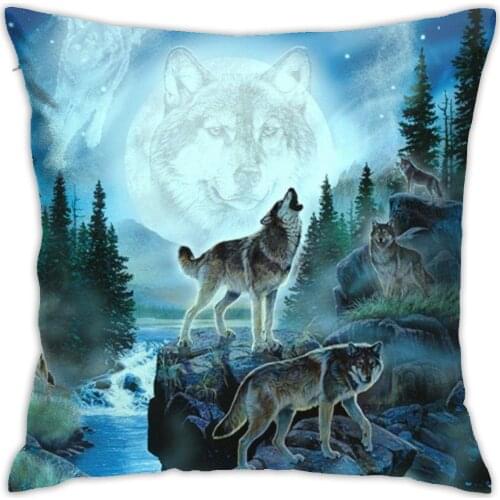 Cartoon animal Harajuku Cool Wolf Sofa Decorative Cushion Cover Pillow Pillowcase Polyester 45*45 Pillow Home Decor Pillowcover