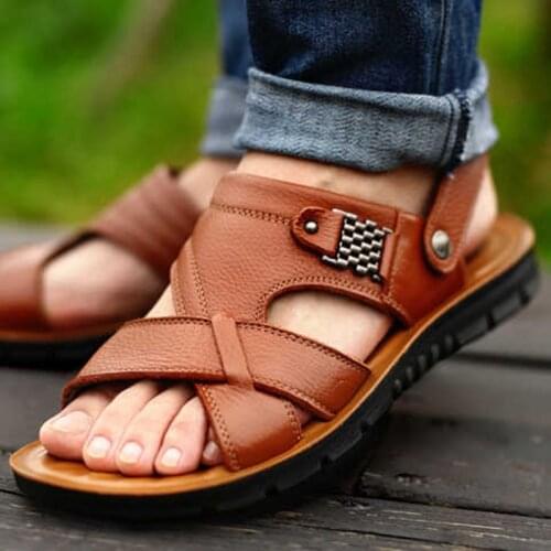 Microfiber Leather Big Size 48 Mens Flat Beach Sandals Summer Classic Men Soft Slippers Male Roman Comfortable Walking Footwear