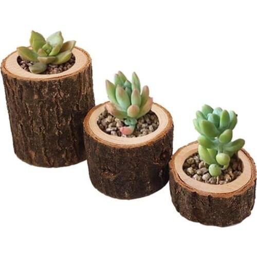 Wooden Candle Stand Set Creative Bark Candlestick Indoor Flower Pot 3pcs/set Home Decoration Ornament