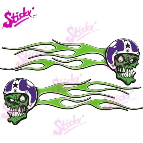 STICKY 2pcs Hot Rod Monster Flames Car Sticker Oldschool Sticker USA V8 Racing Oldtimer Muscle Car Big Block Tuning Custom