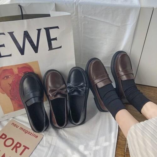 2020 new black small leather shoes Japanese female jk students British style retro pedal Korean chic wild tide