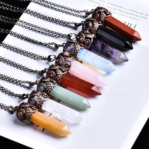 1PC Natural Crystal Mineral Ornaments Vintage Crystal Pointing Magic Yoga Divination Amulet Energy Pendant DIY Gift