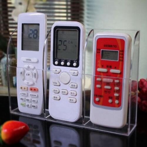 3-Slot Clear Acrylic Home Wall Mounted Desk TV Air-conditioner Remote Control Storage Organizer Box Case Stand Key Glass Holder