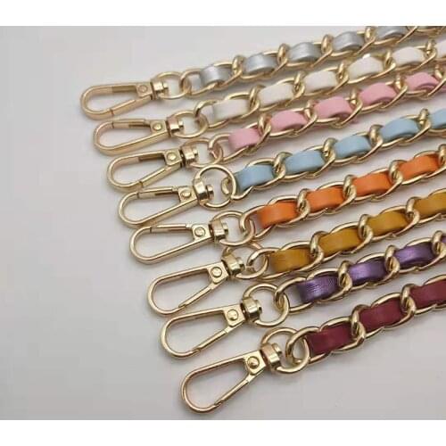 Gold Metal Chain Shoulder Strap New Detachable PU Leather Shoulder Bag Strap 110cm Long Belts for Handbag Strap Bag Accessories