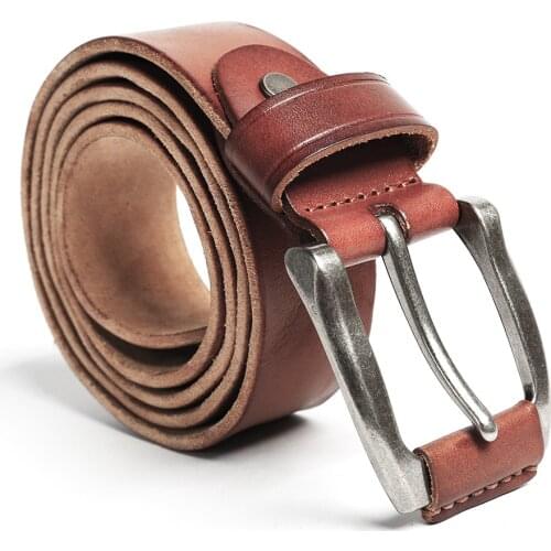 ZRCX Genuine Leather Belt Male Leather Handmade First Pure Cowhide Retro All-match Casual Jeans Soft Belt Brown Black Luxury