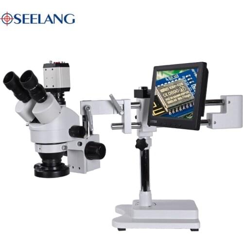 Continuous zoom 3.5-90X Double Boom Stand Greater scope Trinocular Stereo Microscope HD Camera USB HDMI VGA 8-inch LCD display