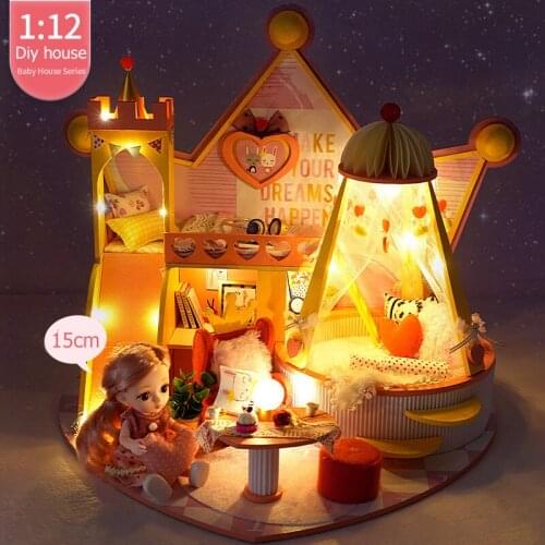 Assembly Diy Doll House Toy Wooden Miniatura Doll Houses Miniature Dollhouse Toys With Furniture Led Lights Music Birthday Gift