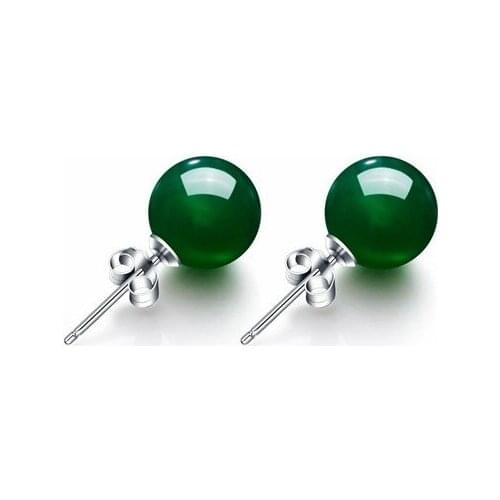 Genuine 925 silver inlaid gemstone natural ice species emerald chalcedony gourd Earrings