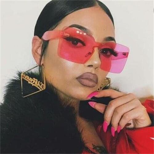 Plastic Rimless Pink Sunglasses Women Vintage Shades Big Square Sun Glasses For Men 2020 New Oversizd Sunglasses Lunette Femme