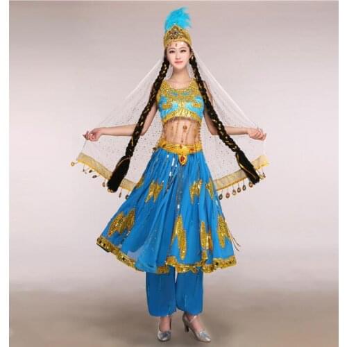 Xinjiang dance clothing Sequin dance dress Chinese Folk Dance Uighur Kazakhstan