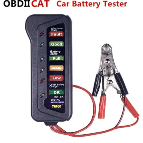 Car Battery Tester Check 12V Car Battery Condition& Alternator Charging 6 LED Display indication Battery auto Diagnostic Tool