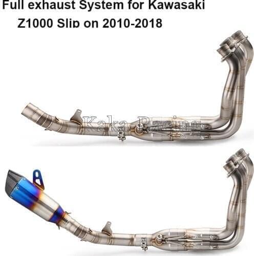 Motorcycle exhaust muffler Full System front header link tube + Middle Mid pipe + exhaust tail for kawasaki Z1000 2010-2018