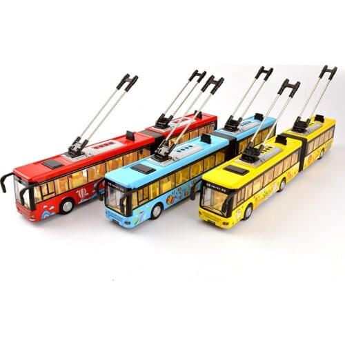 High-quality 1:50 double-section bus alloy model,simulation die-casting sound and light pull back bus toy model,free shipping