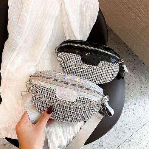 Rhinestone Fanny Packs Waist Bag Women Shiny Pouch Ladies Chest Bags Fashion Female Crossbody Bags bolsas de pecho de mujer 2021