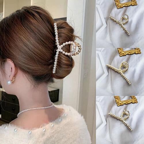 Large Size Elegant Pearl Hair Claws Woman Hairpin Hair Clip Accessories Metal Hair Crab Headwear Hairgrip Fashion Barrettes